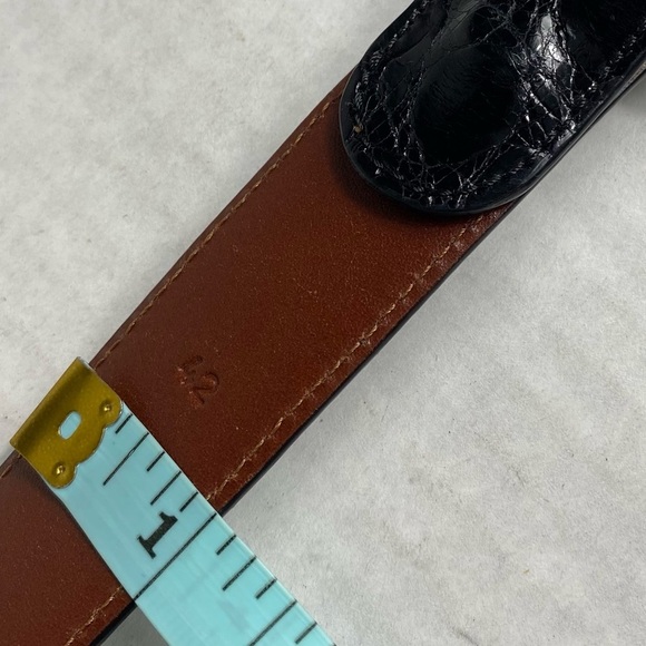 BEN SILVER Charleston Shiny Finish Crocodile Belt Black 42 - Picture 10 of 12
